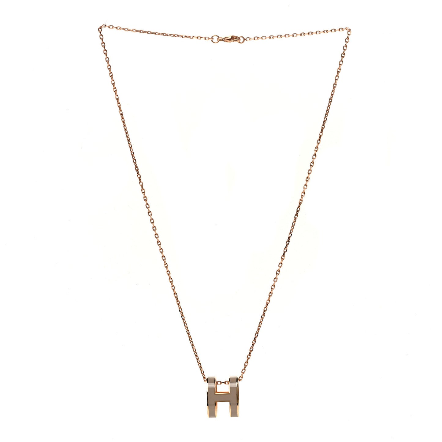 Lacquered Rose Gold Pop H Pendant Necklace Marron Glace