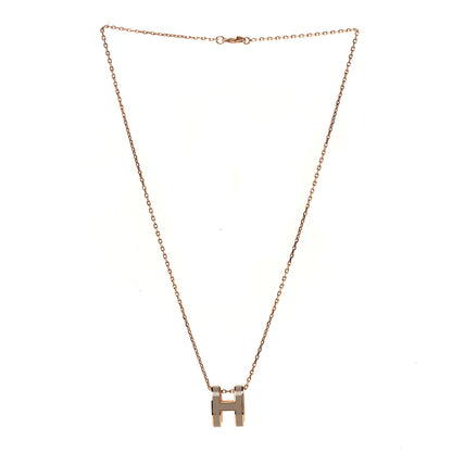 Hermes Lacquered Rose Gold Pop H Pendant Necklace Marron Glace 3 of 4