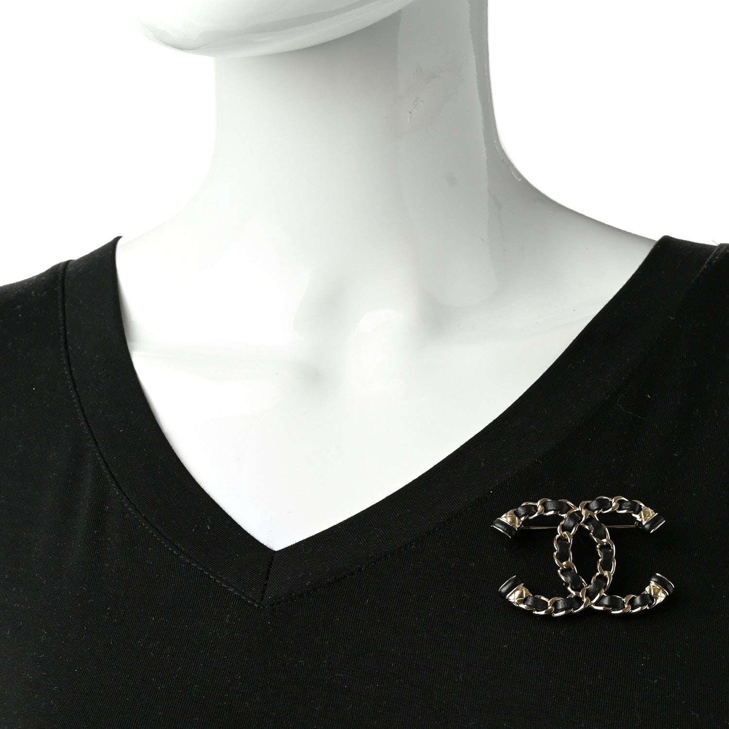 Chanel Lambskin Chain CC Brooch Black Gold 2 of 5