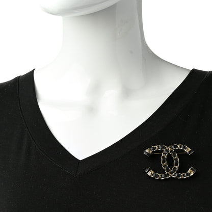 Chanel Lambskin Chain CC Brooch Black Gold 2 of 5