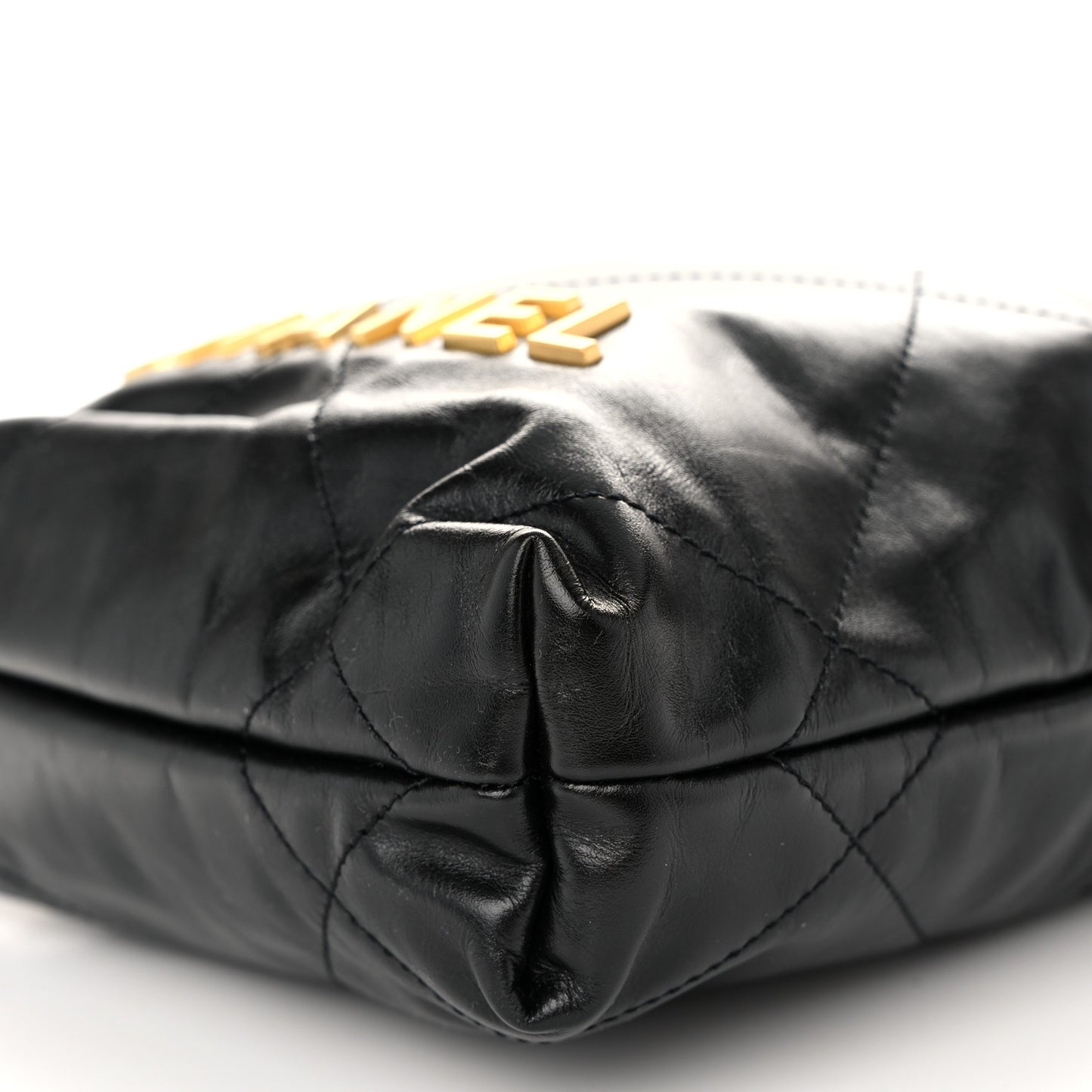 Shiny Calfskin Quilted Mini Chanel 22 Black