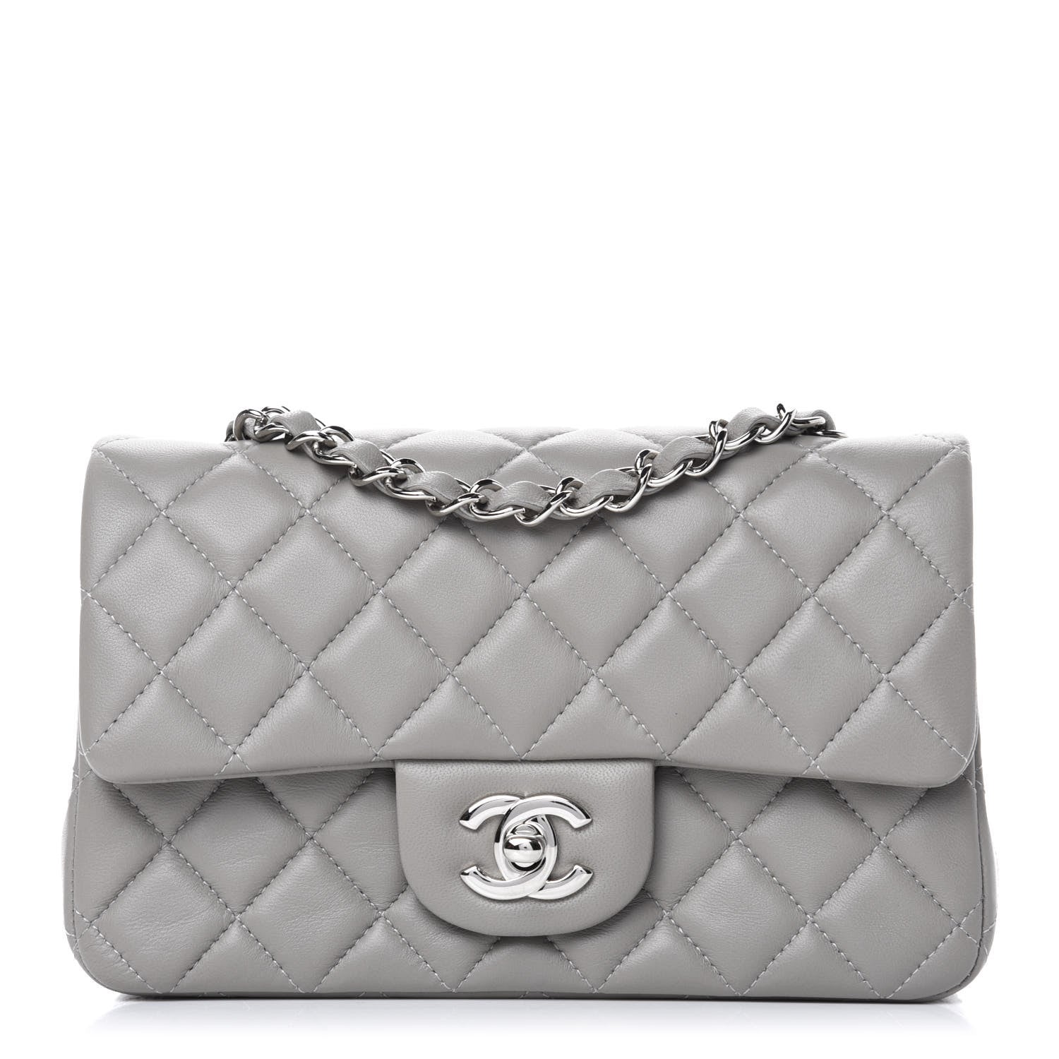 Chanel Lambskin Quilted Mini Rectangular Flap Grey 1 of 10