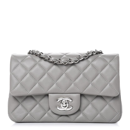 Chanel Lambskin Quilted Mini Rectangular Flap Grey 1 of 10