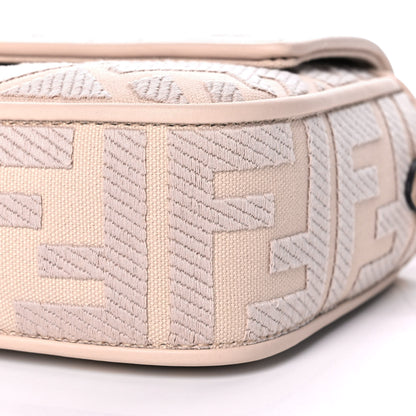 Fendi Canvas Vitello King Bi-Color Strap FF Embroidered Baguette Poudre 13 of 15