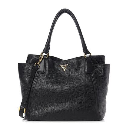 Prada Vitello Daino Side Pocket Tote Black 1 of 11