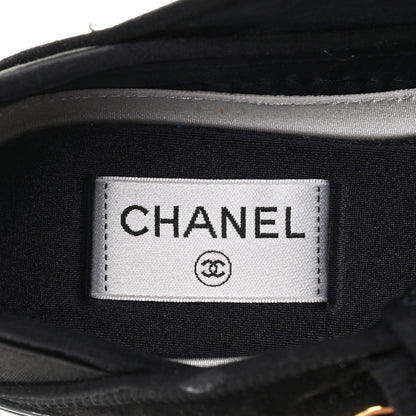 Chanel Velvet Calfskin Mixed Fibers CC Sneakers 37.5 Black 6 of 7