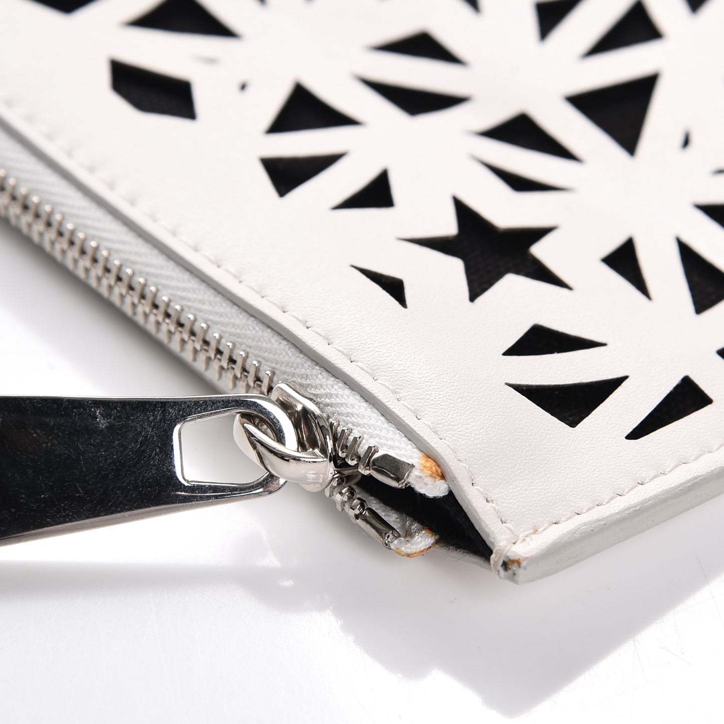 Lambskin Star Print Large Pandora Pouch White Black
