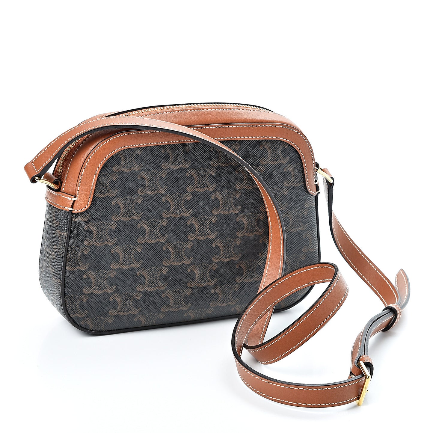 Triomphe Canvas Small Camera Bag Tan