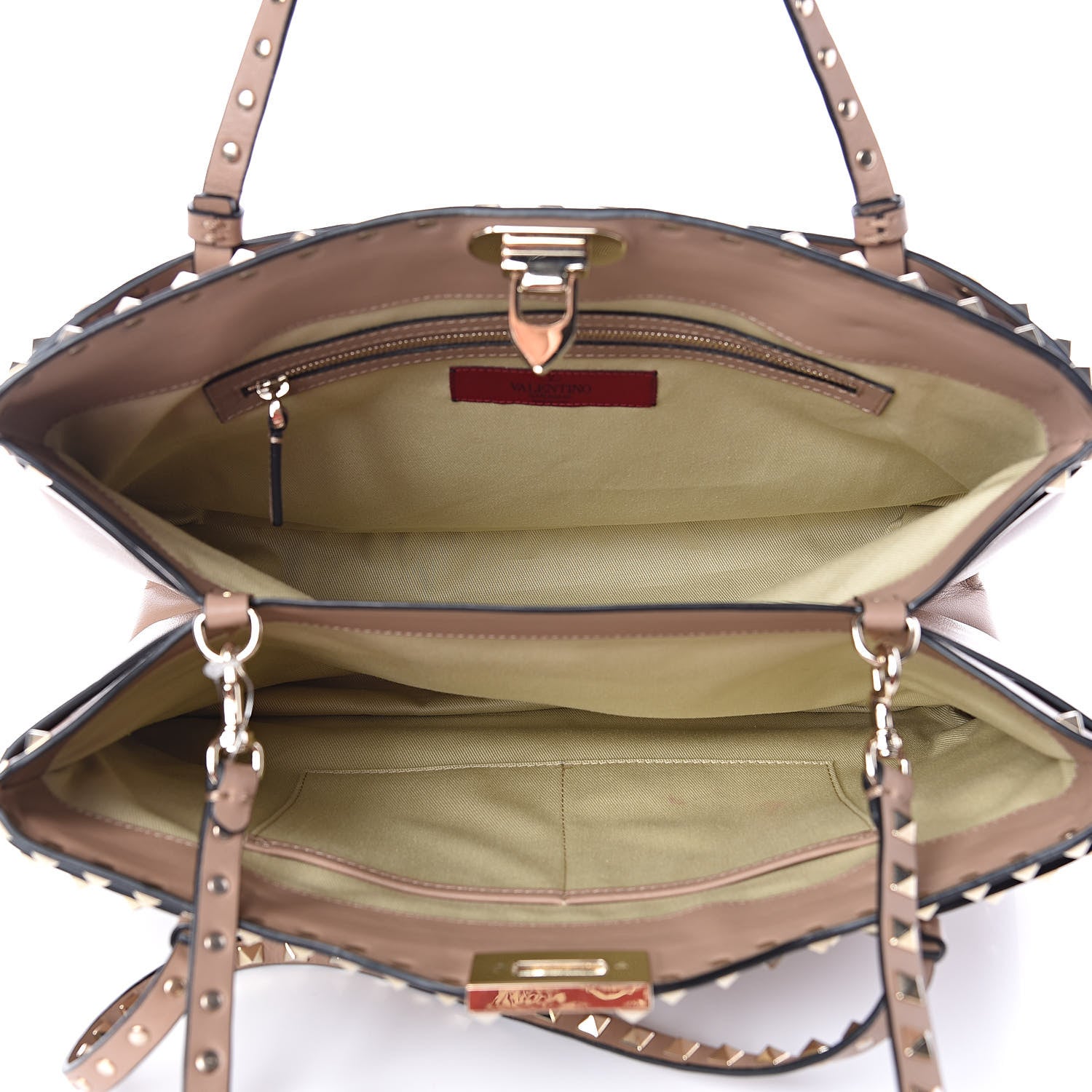 Valentino Garavani Vitello Rockstud Flip Lock Tote Alpaca 5 of 16