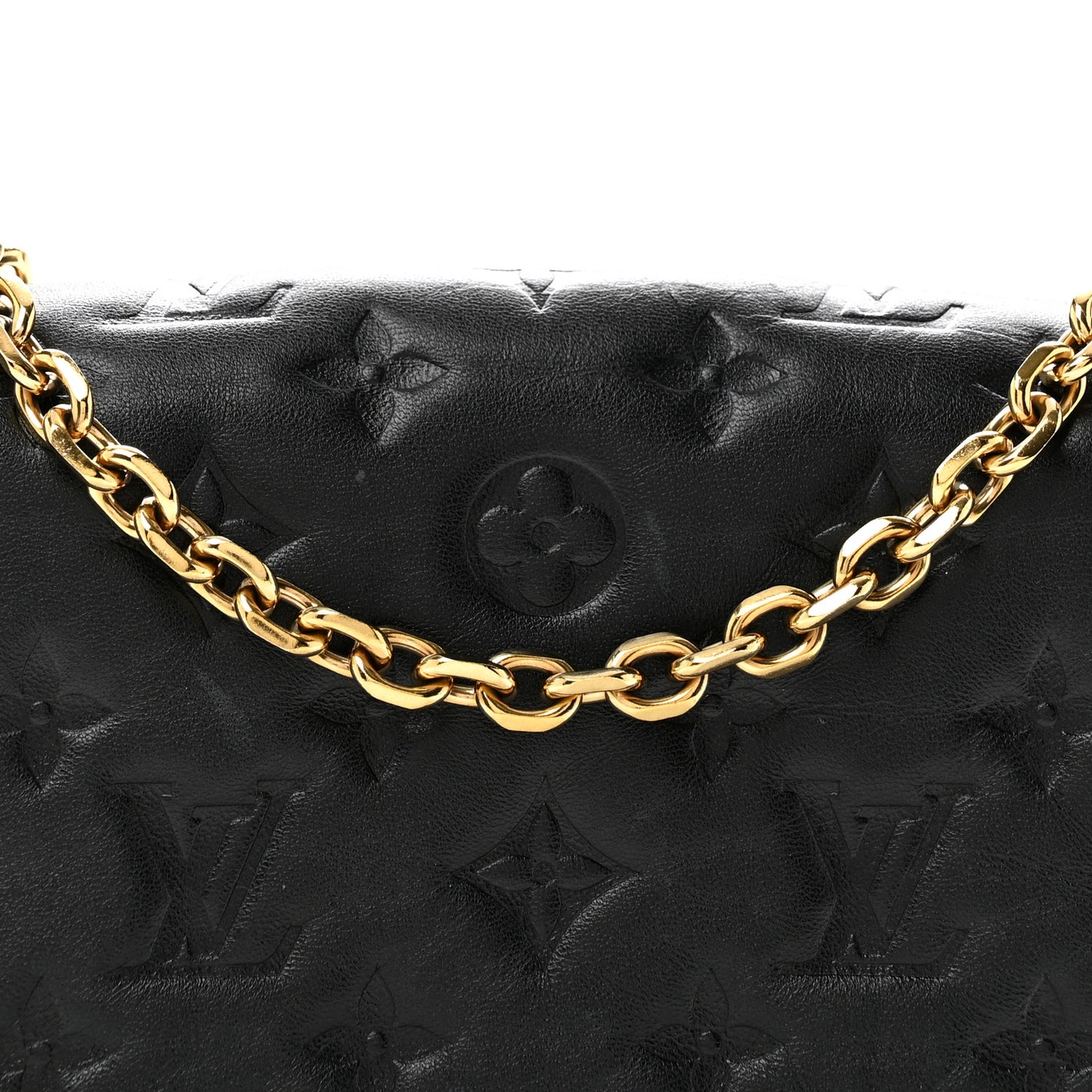 Lambskin Embossed Monogram Pochette Coussin Black