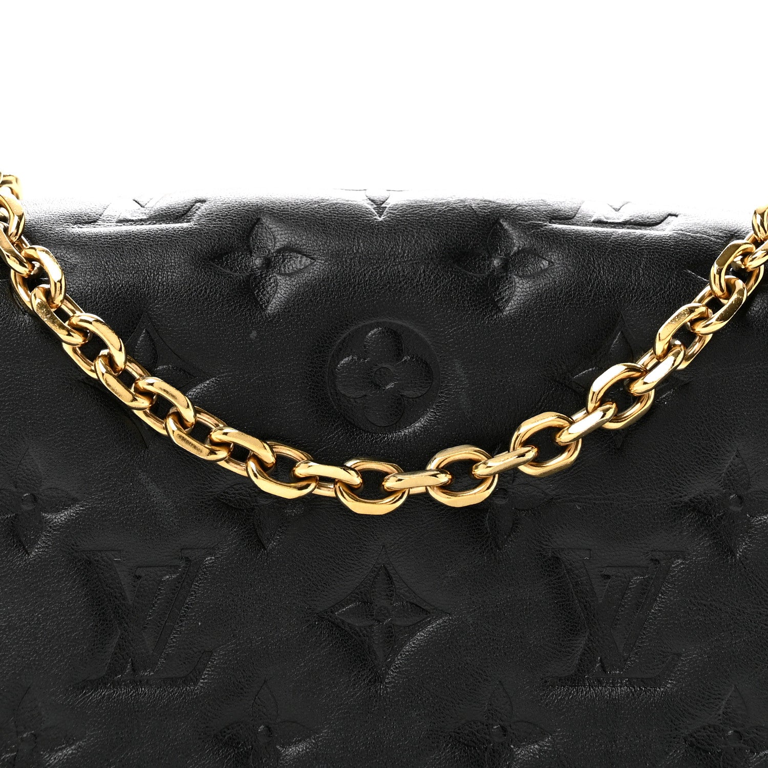 Louis Vuitton Lambskin Embossed Monogram Pochette Coussin Black 7 of 12