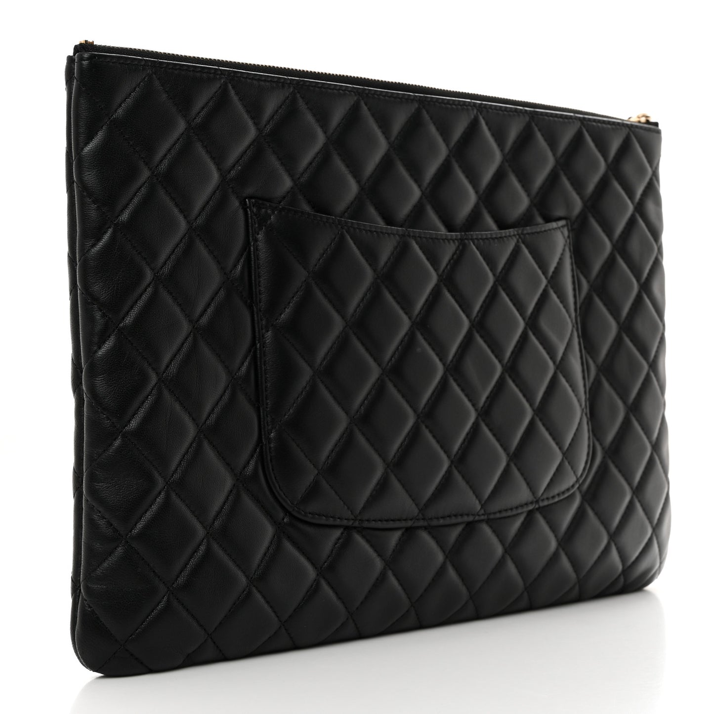 Lambskin Quilted Large Cosmetic Case Black