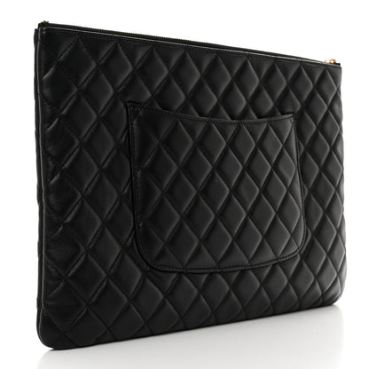Chanel Lambskin Quilted Large Cosmetic Case Black 3 of 8