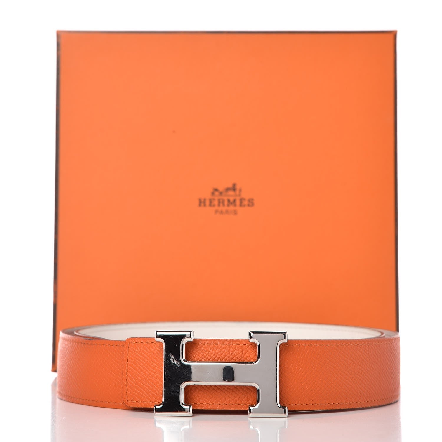 Hermes Swift Epsom 32mm H Belt 90 Craie Orange 7 of 7