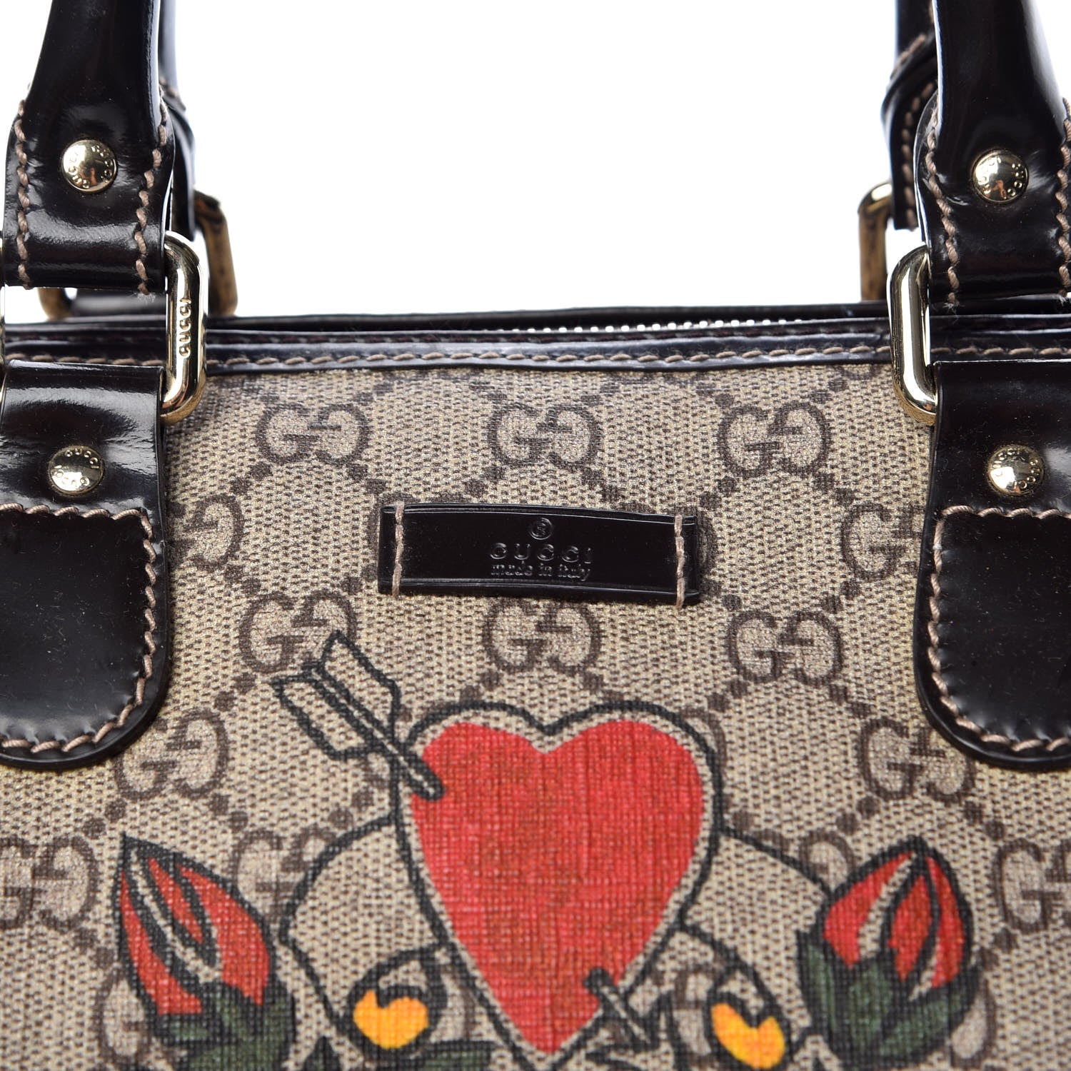 Gucci GG Plus Monogram Tattoo Heart Medium Joy Boston Dark Brown 10 of 14