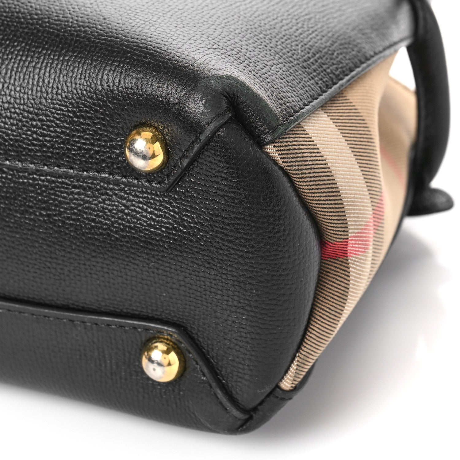 Burberry Derby Calfskin House Check Small Banner Tote Black 8 of 8