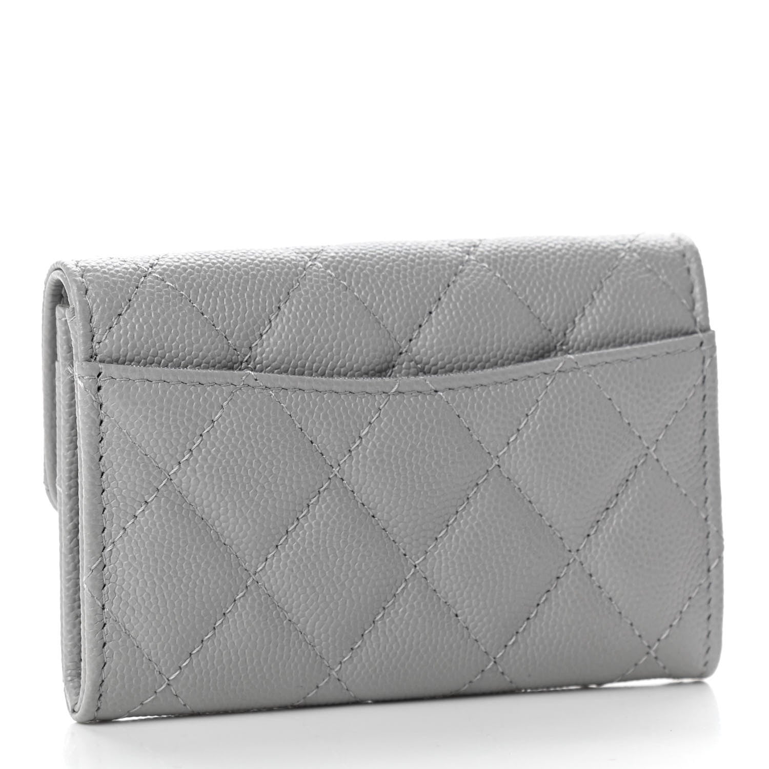 Chanel Caviar Quilted Flap Card Holder Wallet Grey 3 of 8