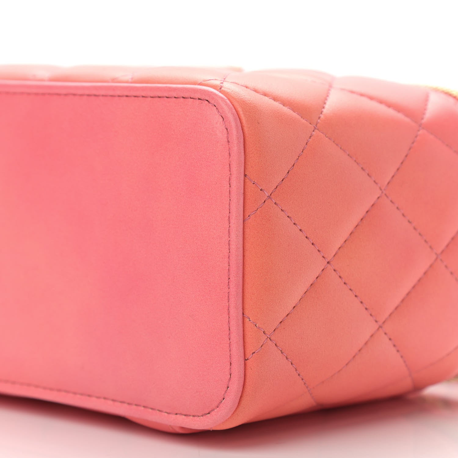 Chanel Lambskin Quilted Ombre Small Top Handle Vanity Case With Chain Coral 10 of 11