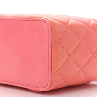 Chanel Lambskin Quilted Ombre Small Top Handle Vanity Case With Chain Coral 10 of 11