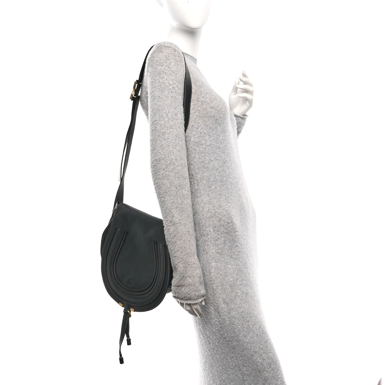 Chloe Grained Calfskin Medium Marcie Saddle Bag Black 2 of 9