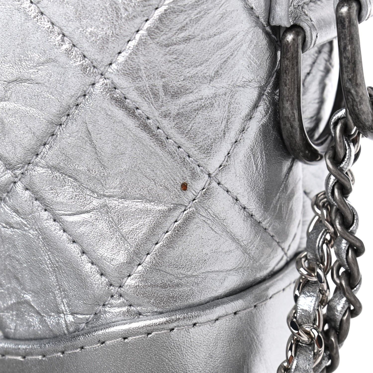 Chanel Metallic Aged Calfskin Quilted Small Gabrielle Hobo Silver 12 of 12