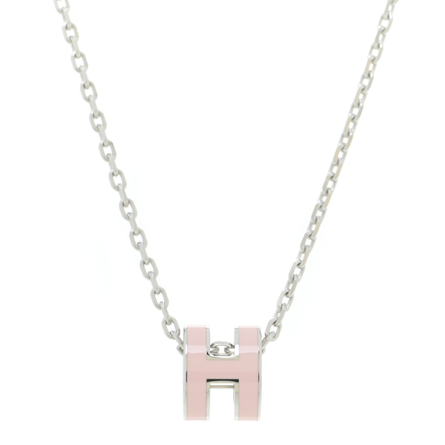 Hermes Palladium Mini Pop H Pendant Necklace Rose Dragee 4 of 7