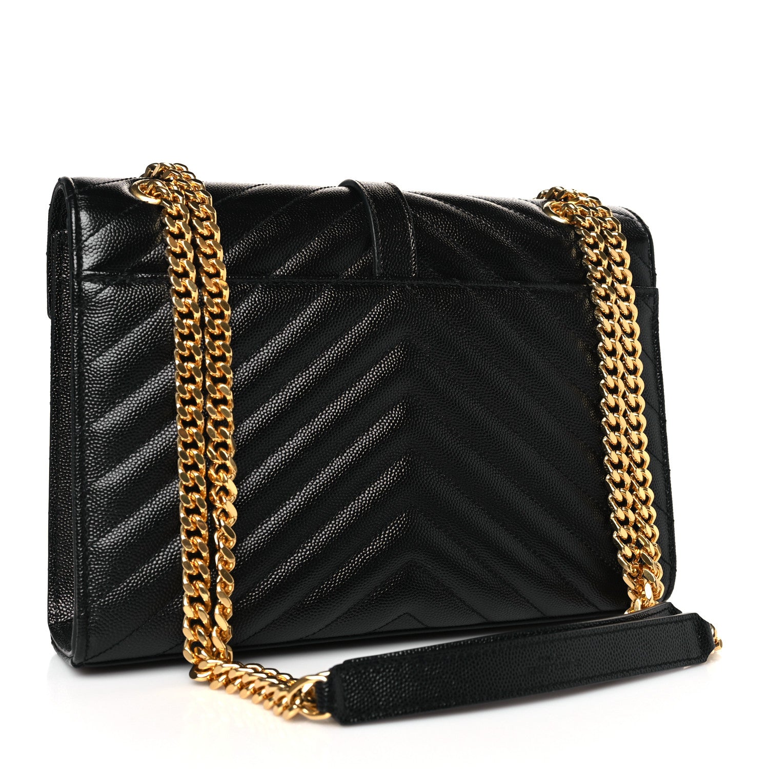 Saint Laurent Grain De Poudre Matelasse Chevron Medium Monogram Satchel Black 3 of 8