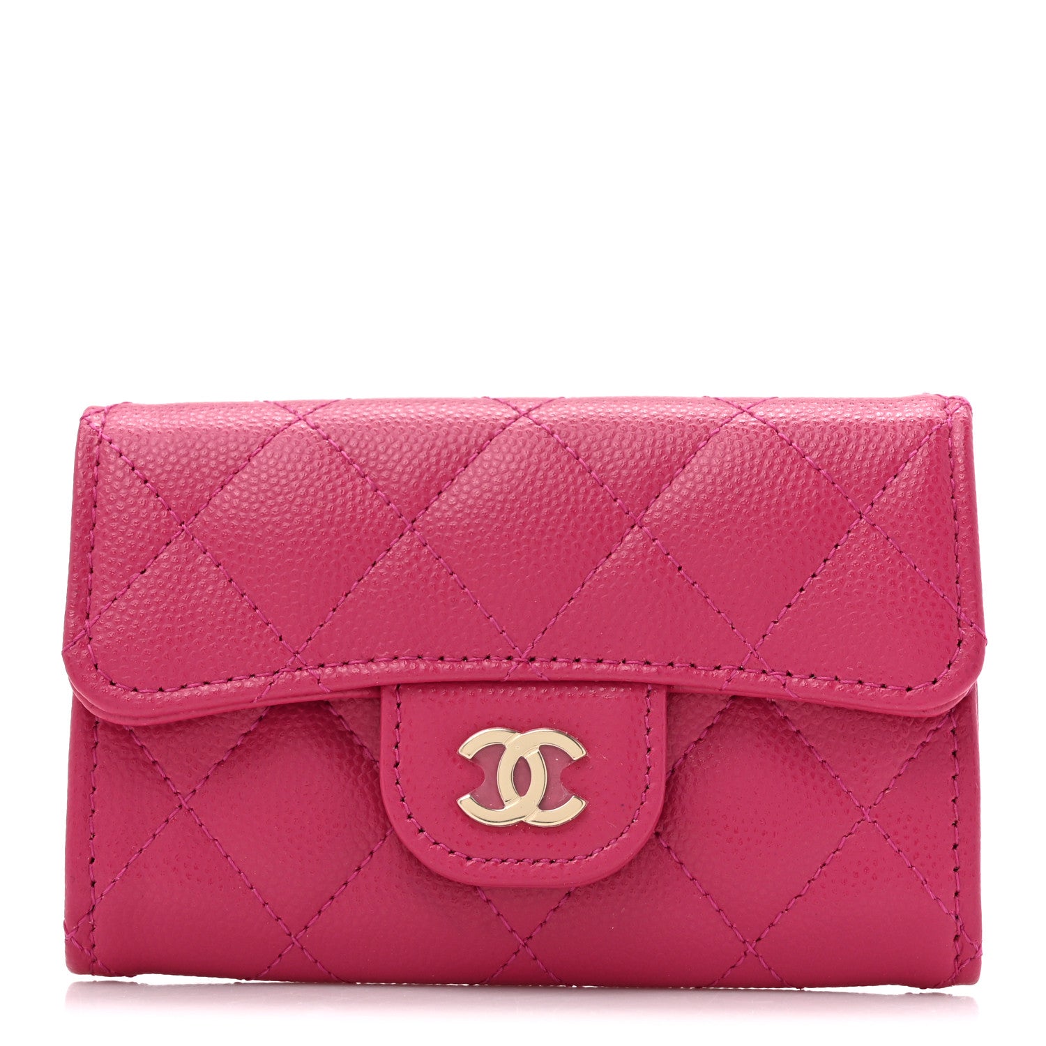 Chanel Caviar Quilted Flap Card Holder Wallet Fuchsia 1 of 9