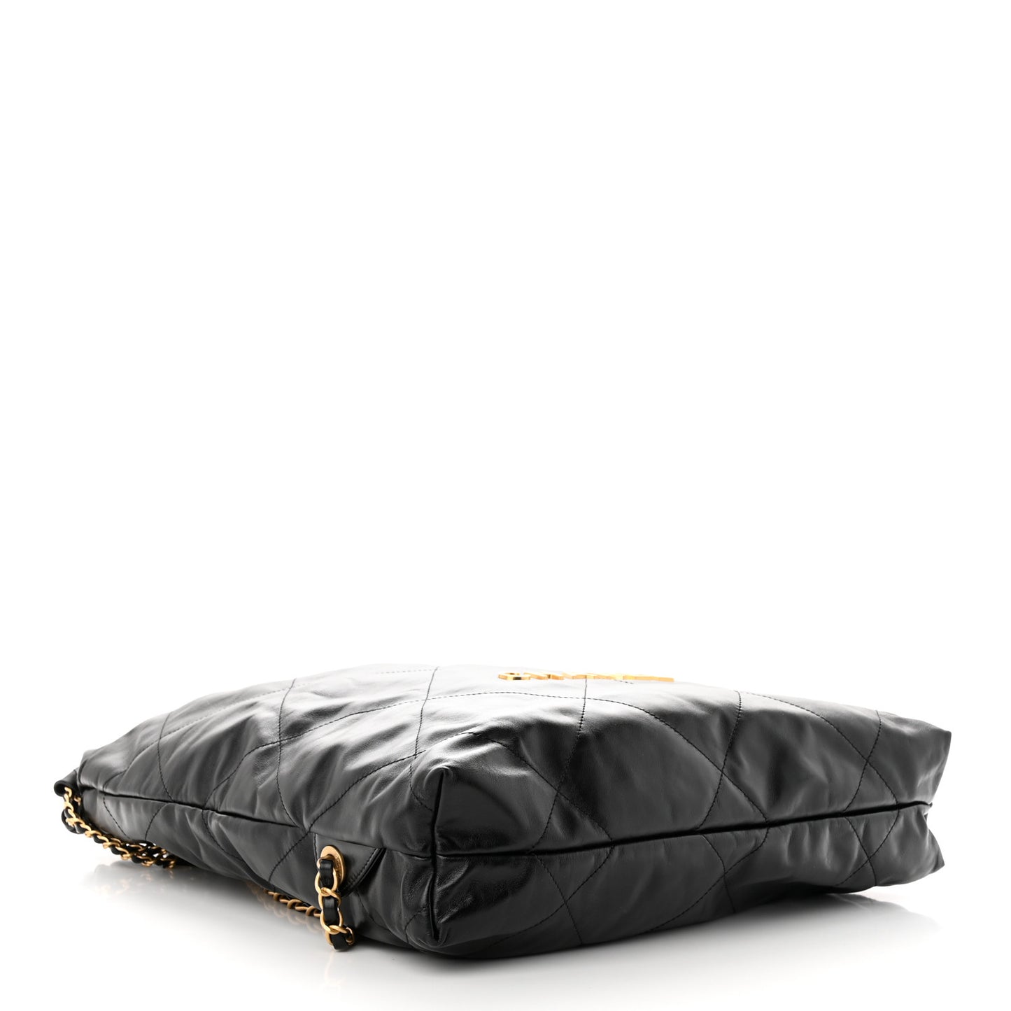 Shiny Calfskin Quilted Chanel 22 Backpack Black