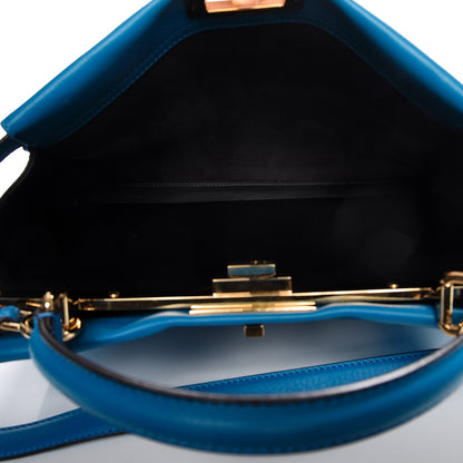 Fendi Vitello Seta Studded Monster Eyes Large Peekaboo Iconic Satchel Blue Royal Black Multicolor 6 of 11
