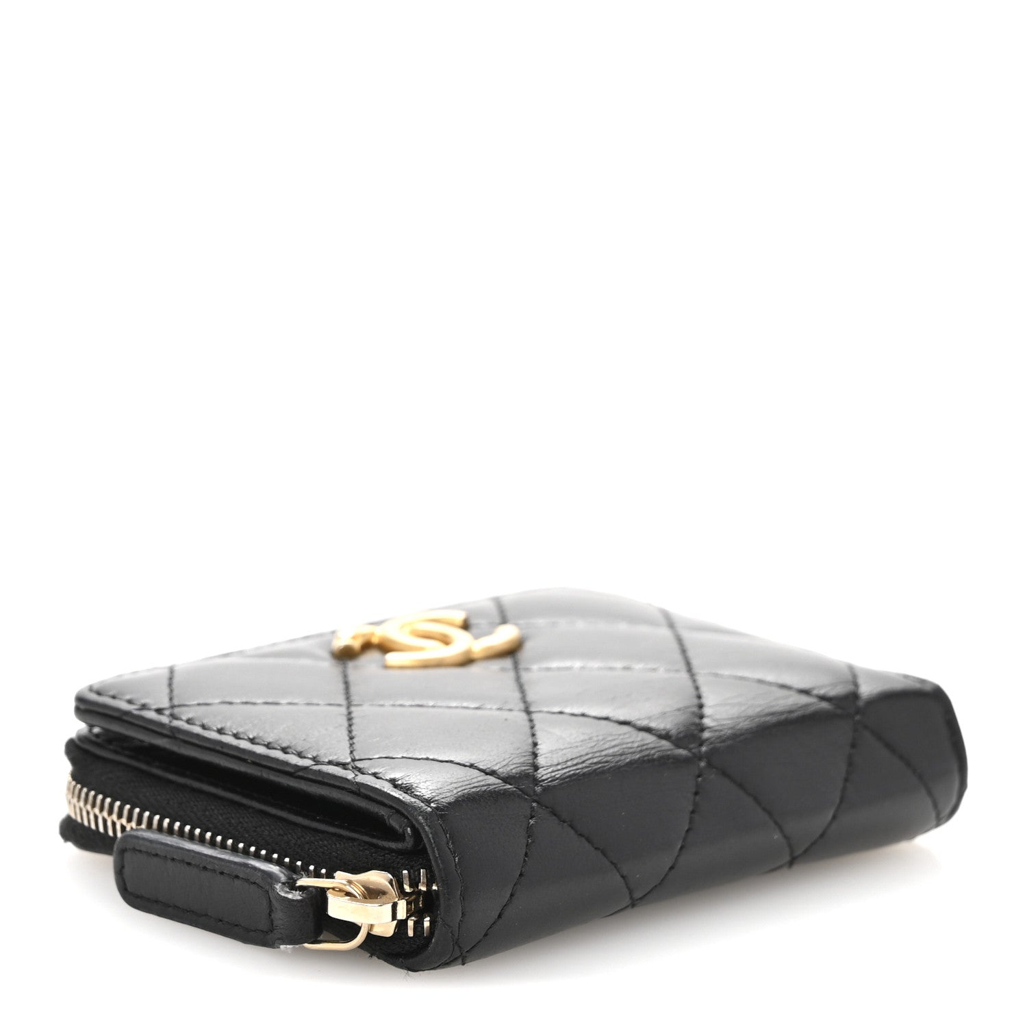 Chanel Lambskin Quilted Compact Zipped Wallet Black 4 of 11