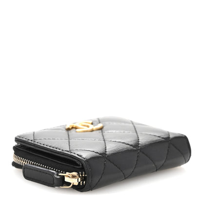 Chanel Lambskin Quilted Compact Zipped Wallet Black 4 of 11