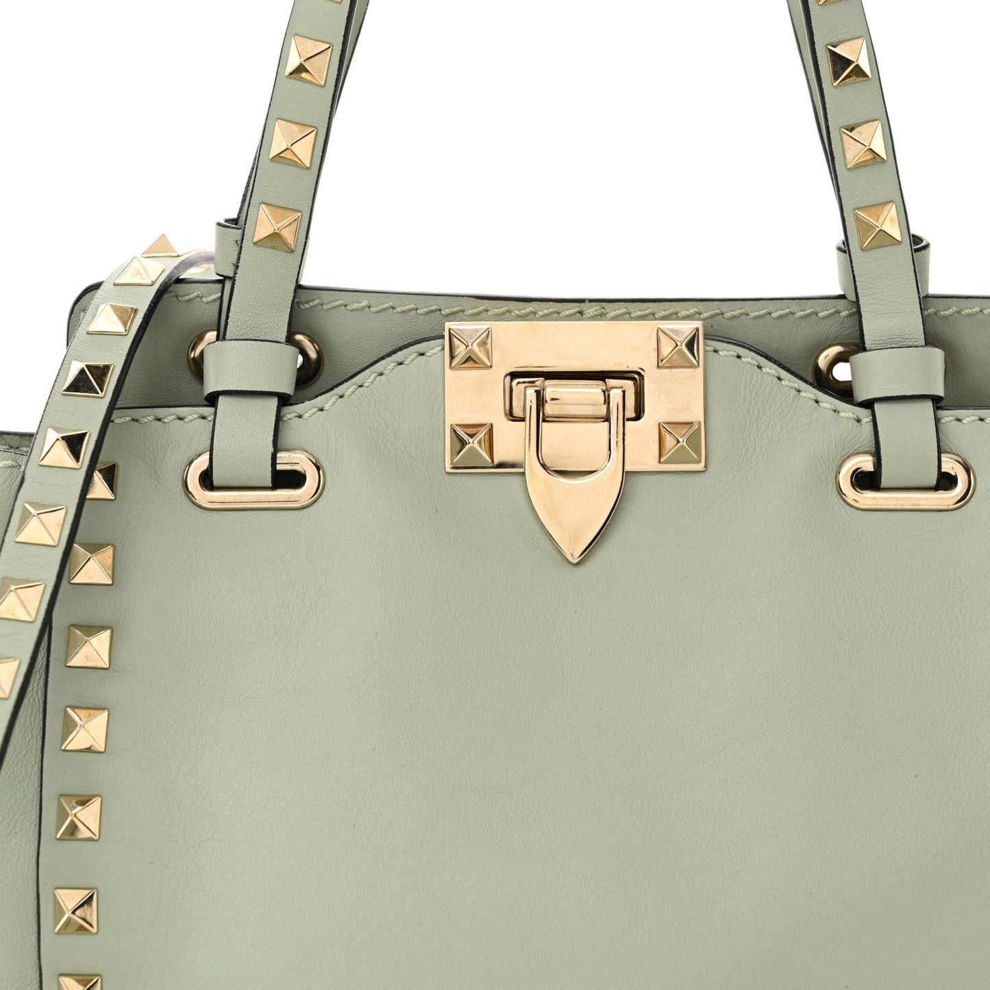 Vitello Mini Rockstud Tote Green Tea Sorbet