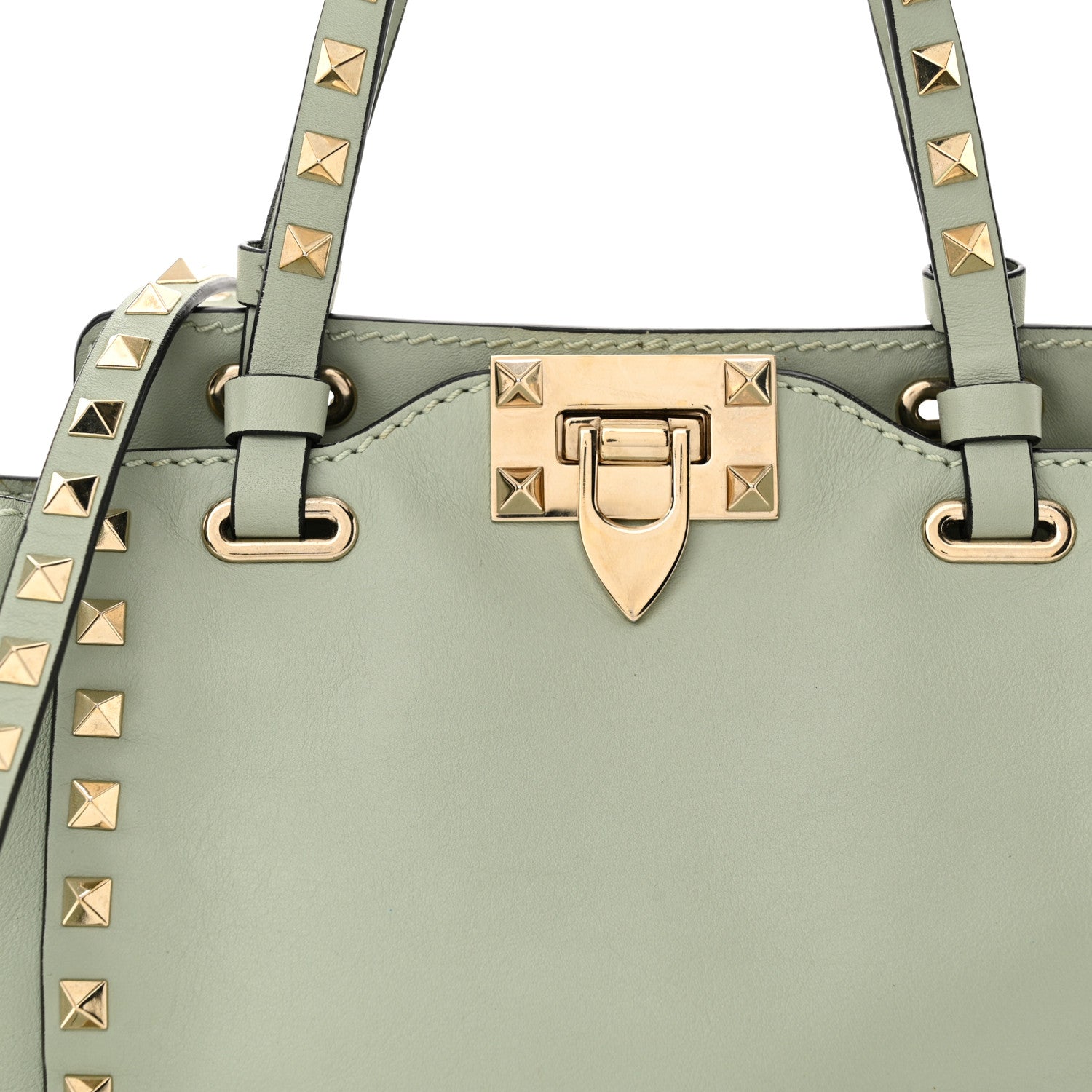 Valentino Garavani Vitello Mini Rockstud Tote Green Tea Sorbet 7 of 10