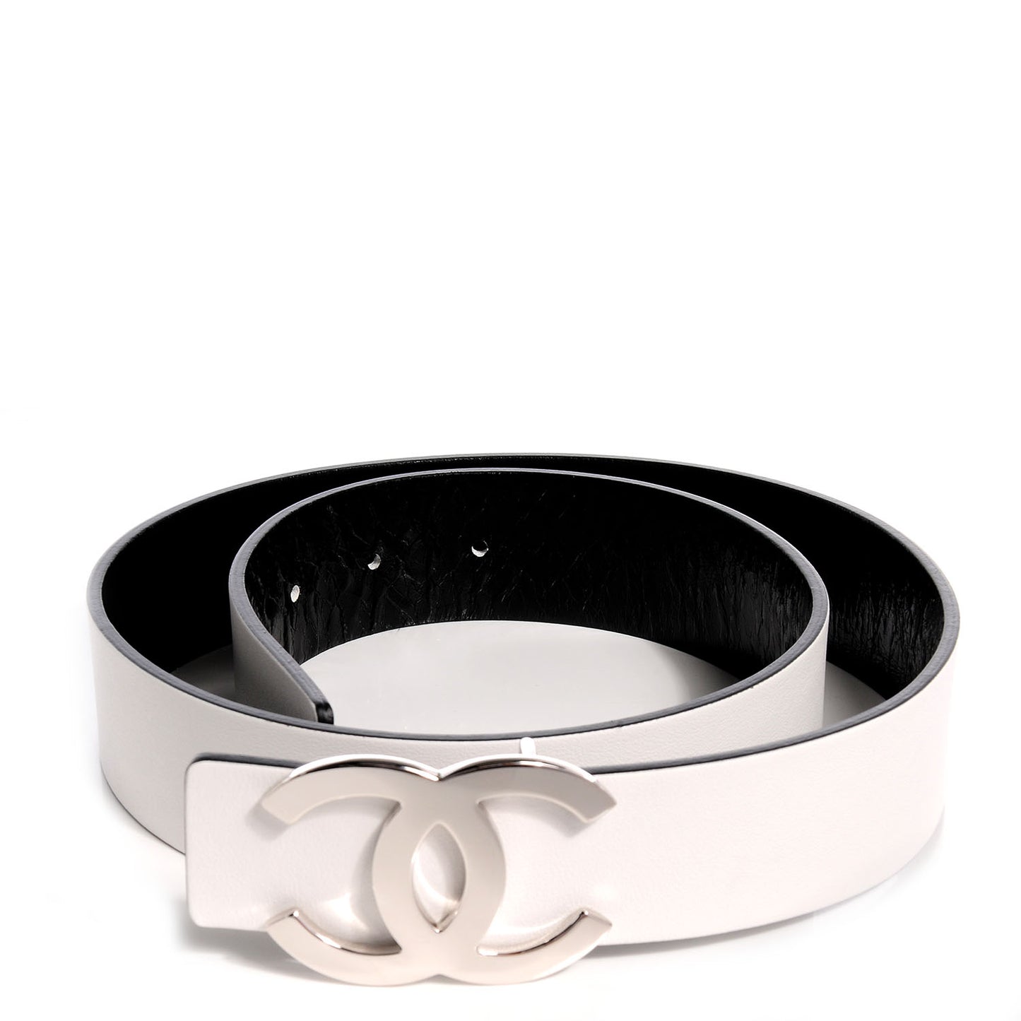 Reversible Leather CC Logo Belt 75 White Black