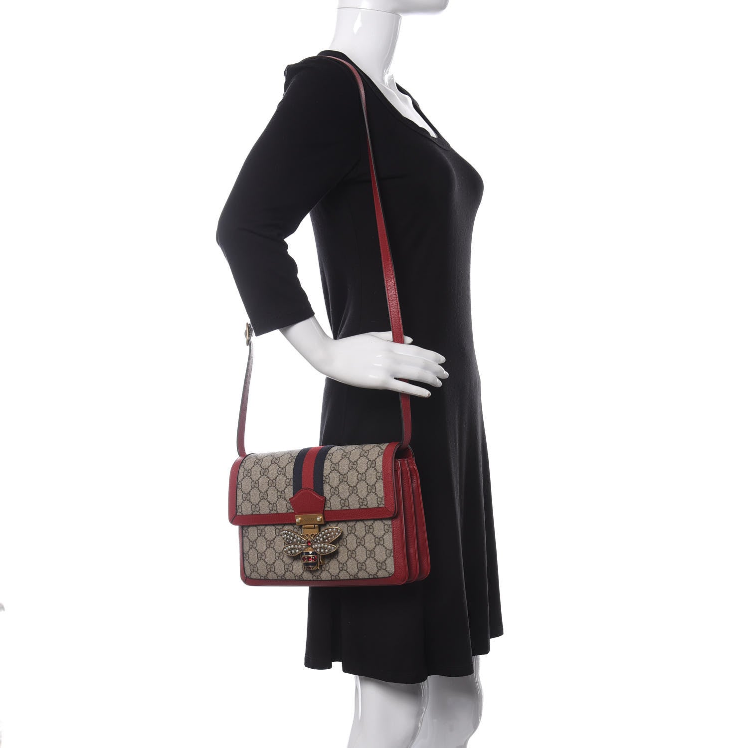 Gucci GG Supreme Monogram Medium Queen Margaret Shoulder Bag Red 2 of 12