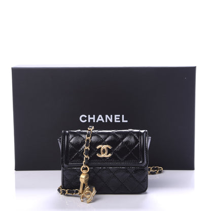 Chanel Shiny Aged Calfskin Quilted Waist Belt Bag Black 12 of 12