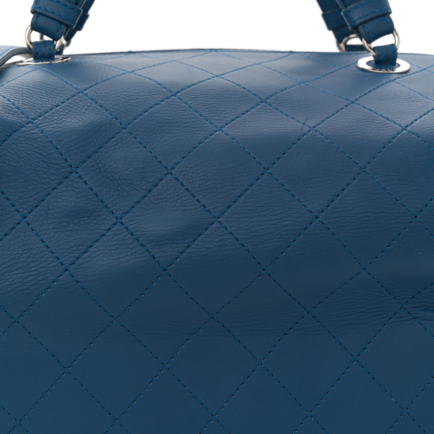 Chanel Calfskin Stitched Large Bowling Bag Blue 8 of 11