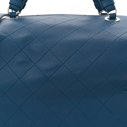 Chanel Calfskin Stitched Large Bowling Bag Blue 8 of 11