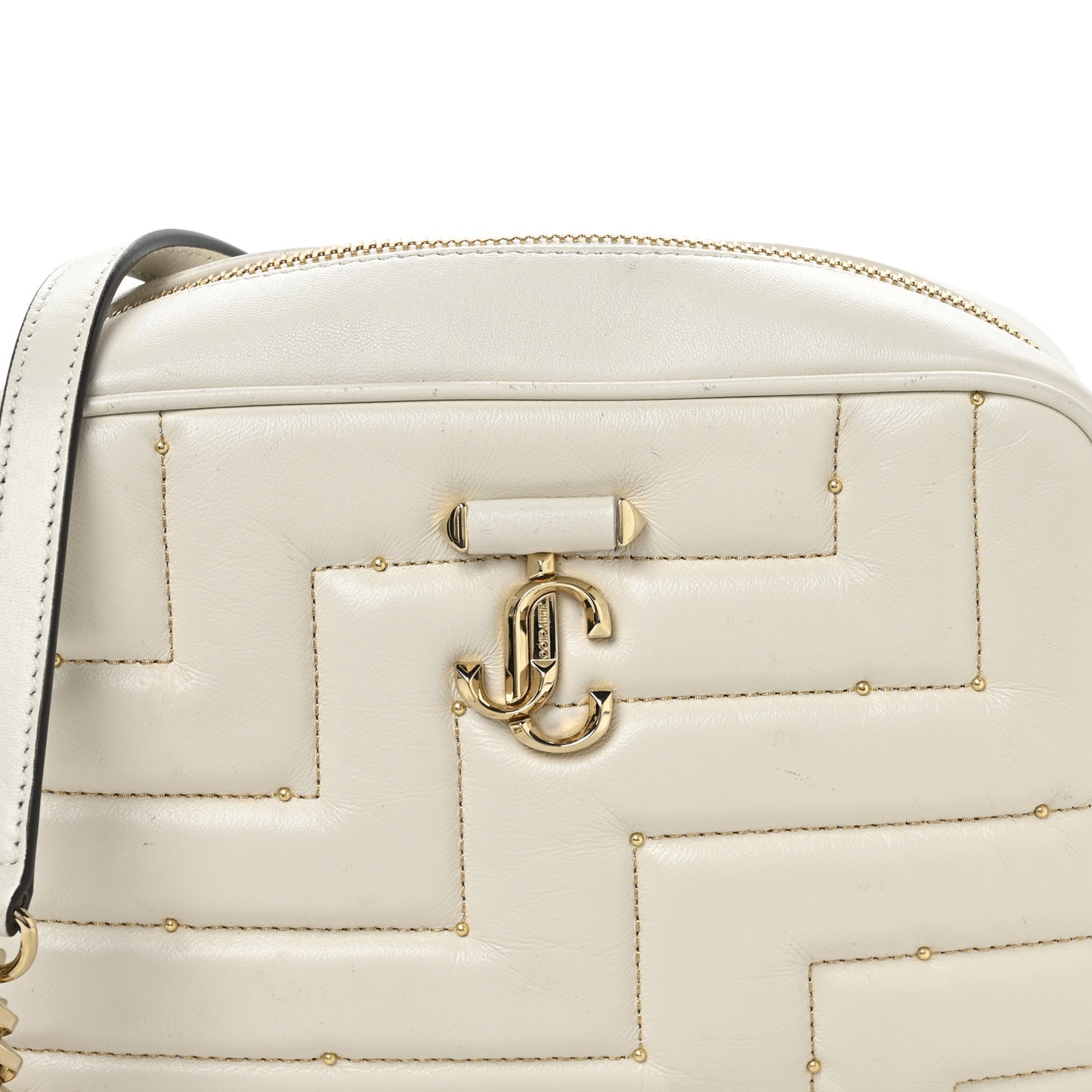 Nappa Quilted Studded Varenne Camera Bag White