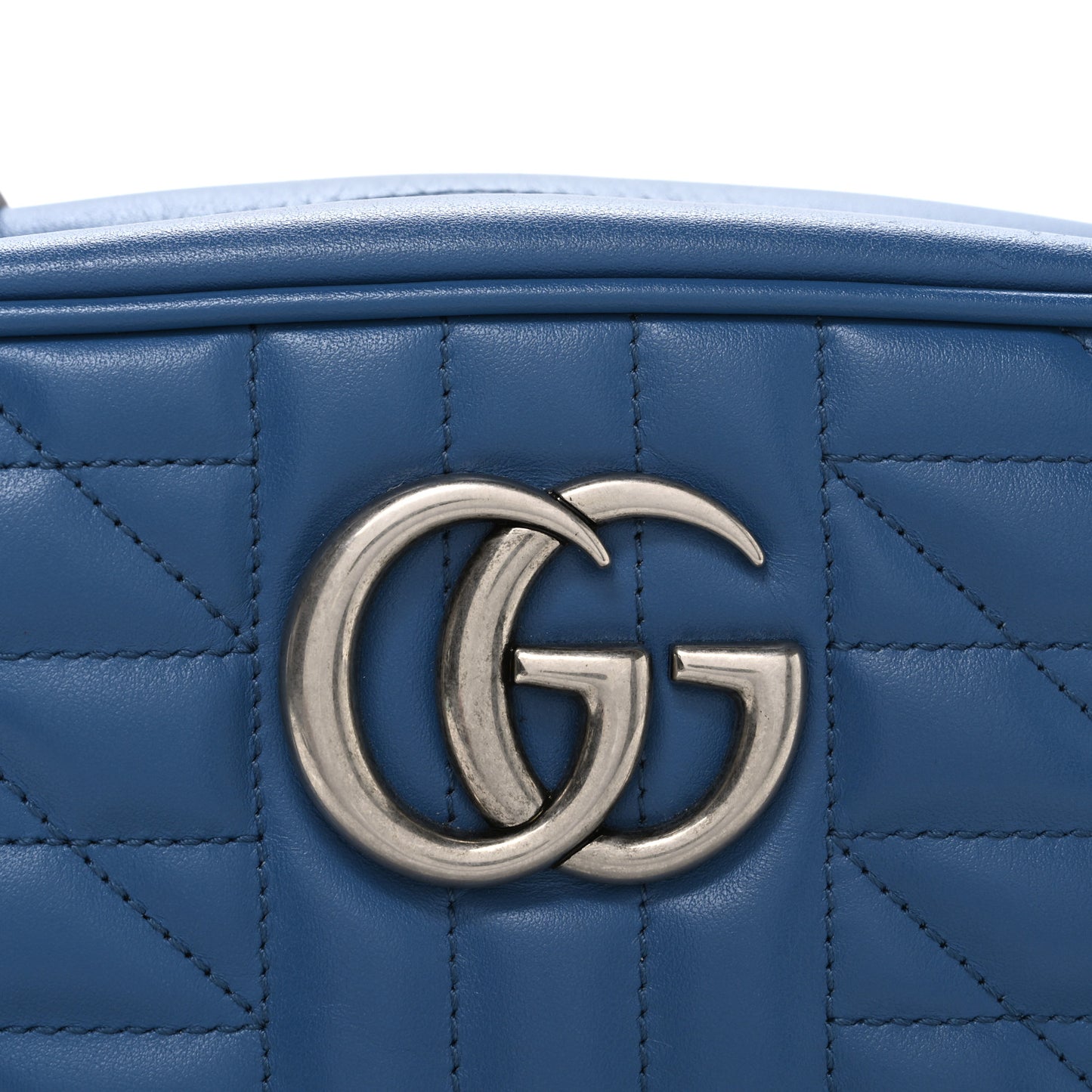 Calfskin Matelasse Aria Small GG Marmont Chain Shoulder Bag Clear Blue