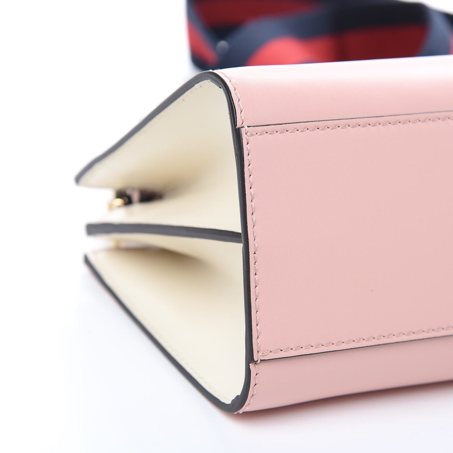 Nappa Bamboo Web Mini Nymphaea Top Handle Bag Perfect Pink Mystic White