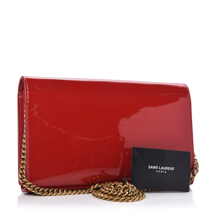 Saint Laurent Patent Calfskin Monogram Kate Wallet On Chain Red 3 of 9