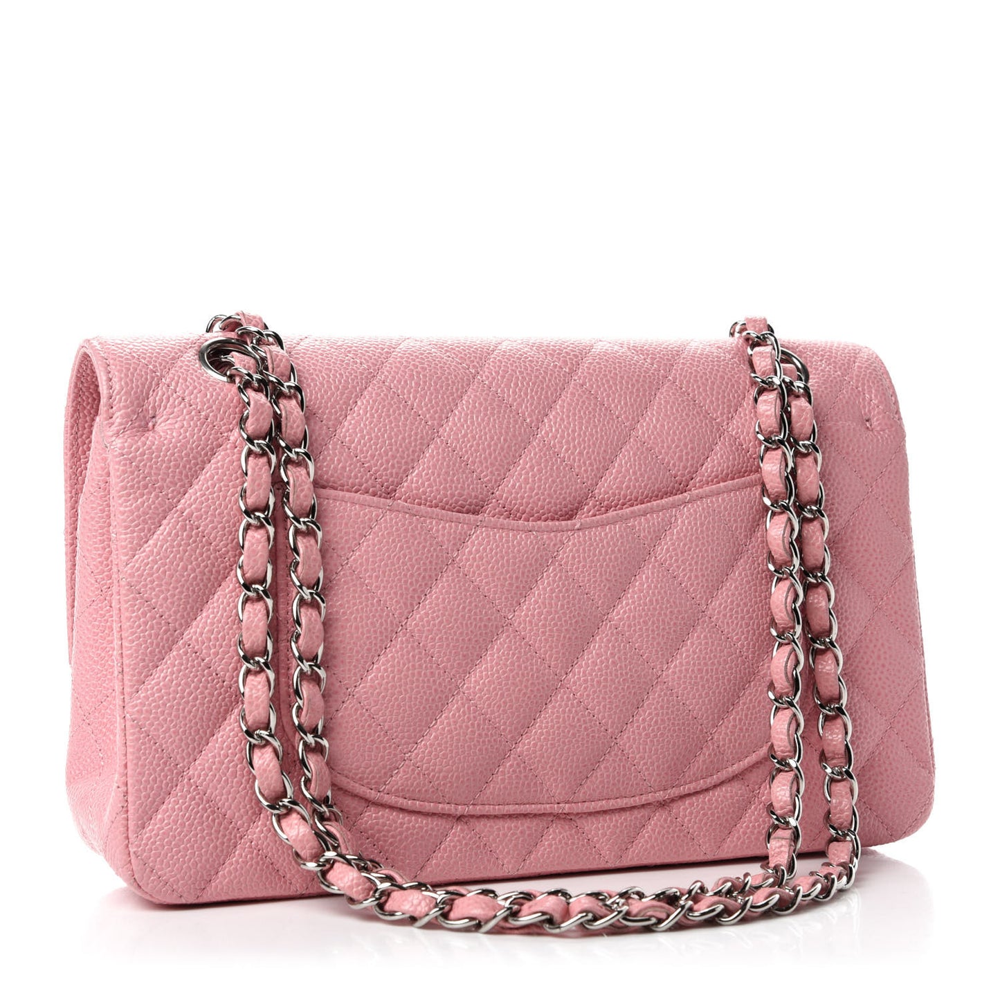 Caviar Quilted Medium Double Flap Pink