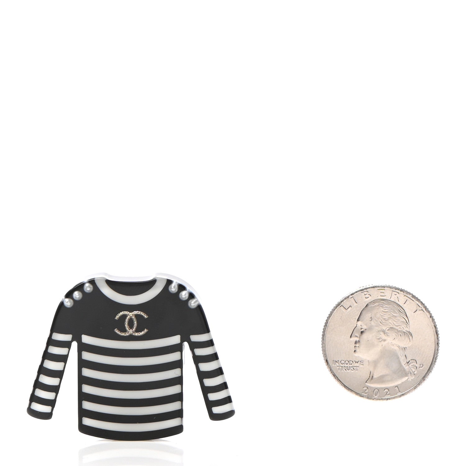 Chanel Resin Sweater CC Brooch Black White 3 of 5