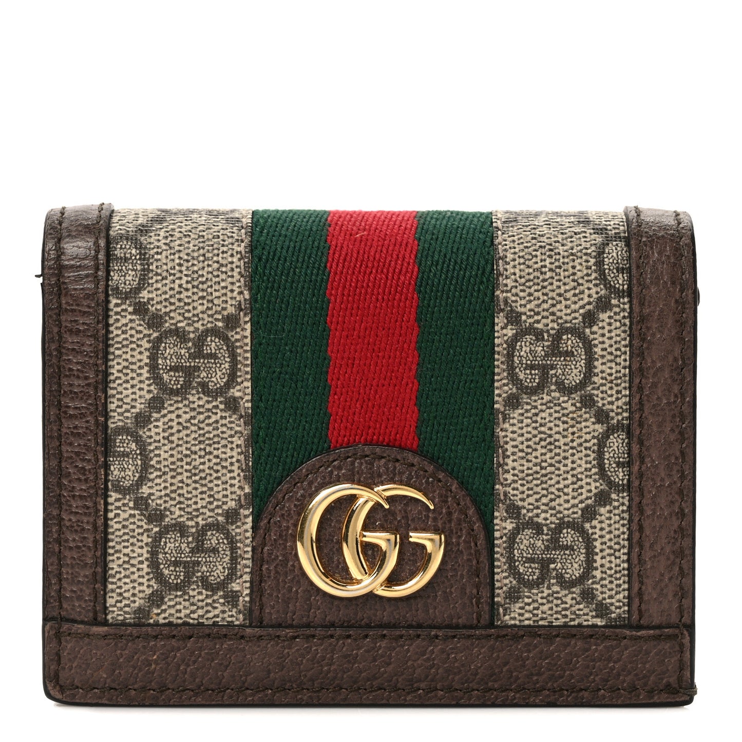 GG Supreme Monogram Web Ophidia Card Case Beige New Acero