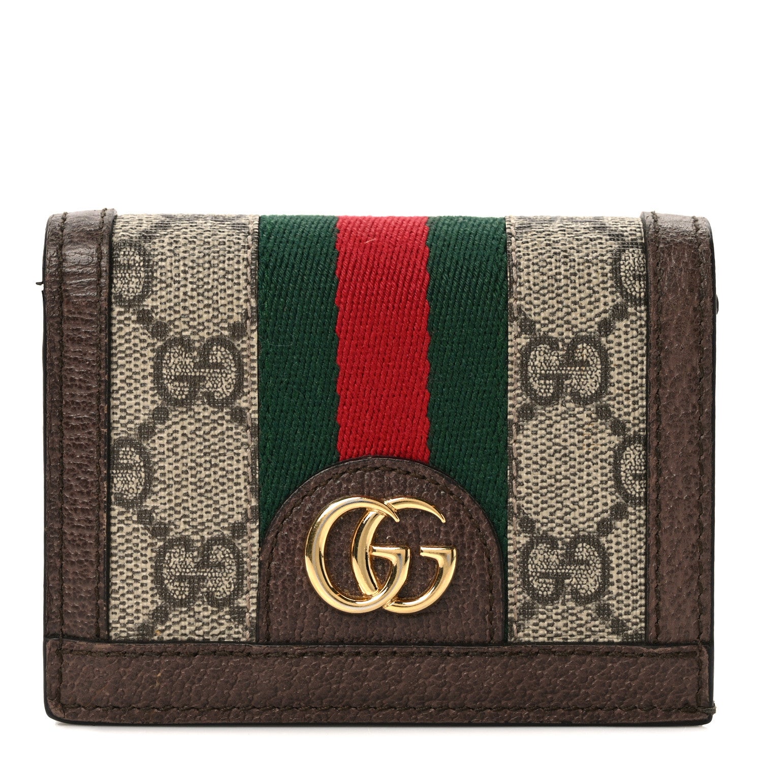 Gucci GG Supreme Monogram Web Ophidia Card Case Beige New Acero 1 of 8
