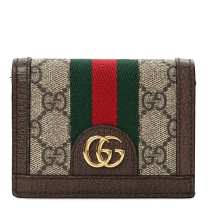 Gucci GG Supreme Monogram Web Ophidia Card Case Beige New Acero 1 of 8