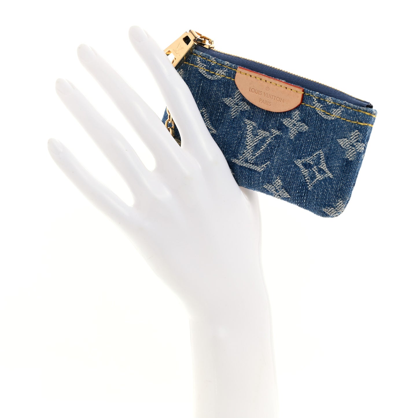 Monogram Denim Key Pouch Denim Blue