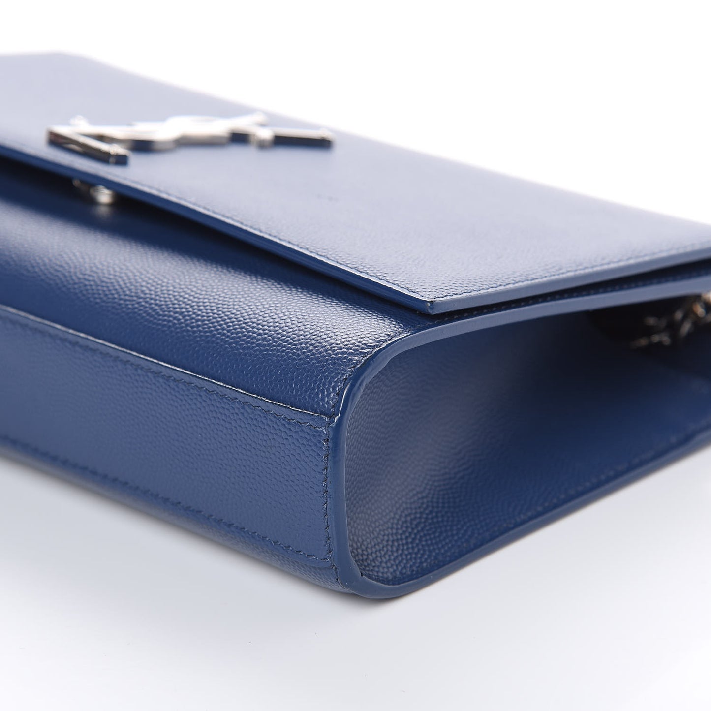 Grain De Poudre Medium Classic Monogram Kate Satchel Denim Blue